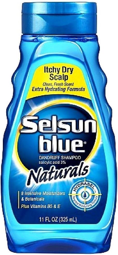 Blue Shampoo Naturals Dandruff Itchy Dry Scalp 11 Ounce (325ml) (6 Pack)