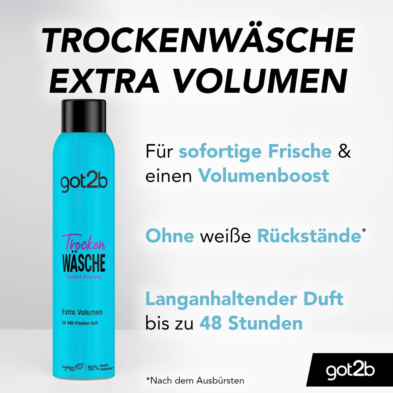 got2b Schwarzkopf Shampoo a secco extra volume (2 x 200 ml), shampoo a secco con effetto fresco istantaneo e volume boost, shampoo a secco senza residui, fino a 48 ore di profumo