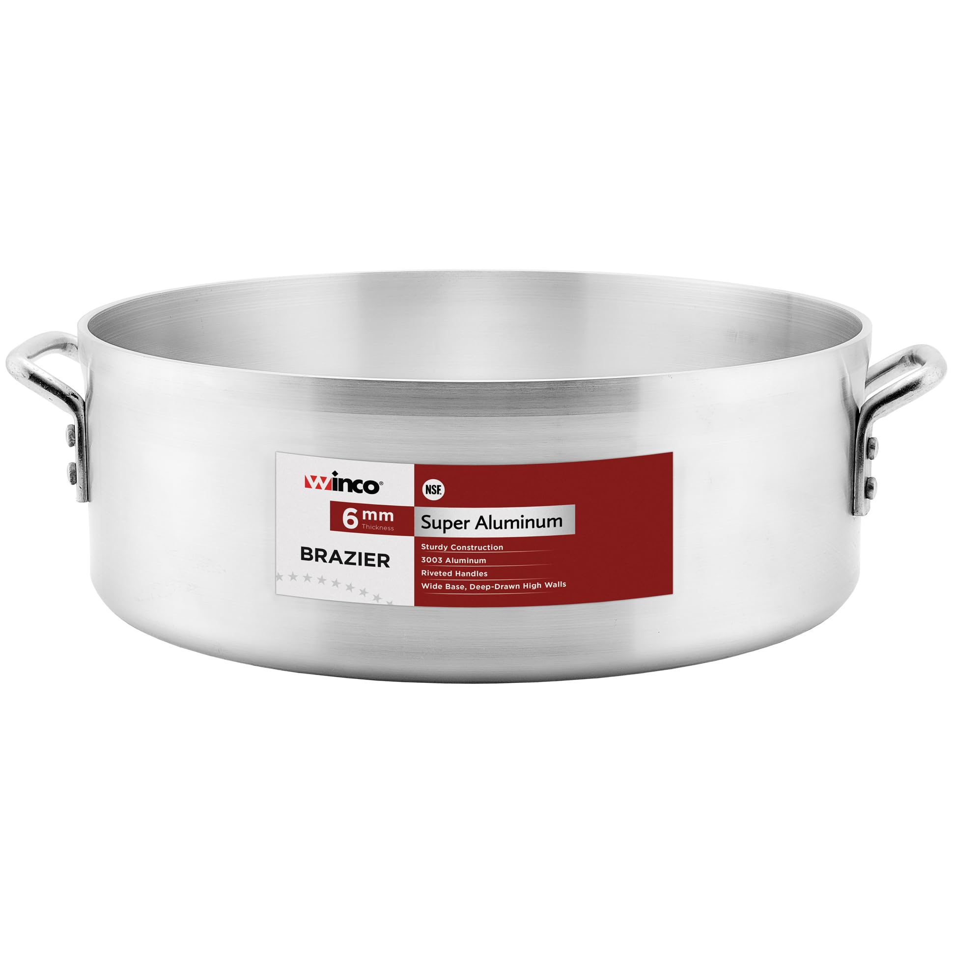 Winco USA Super Aluminum Braizer, Extra Heavy Weight, 24 Quart, Aluminum