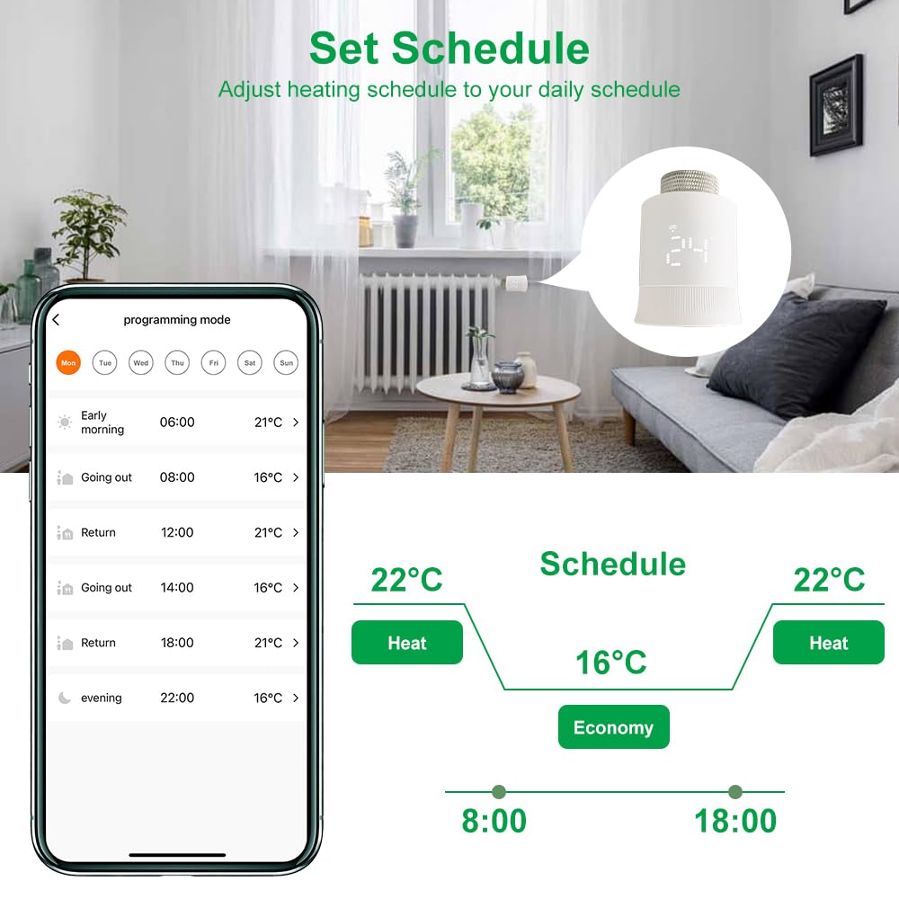 KETOTEK Inteligentny termostat do grzejnika, zestaw startowy z koncentratorem Tuya, termostat Wi-Fi, ogrzewanie cyfrowe Zigbee, zestaw do grzejników, kompatybilny z Alexa/Google Assistant
