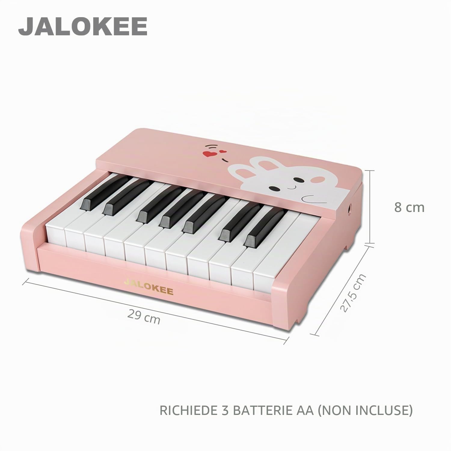 Tastiera per pianoforte per bambini, 18 tasti, mini musica, strumento educativo, giocattolo in legno per bambini e bambine (Rosa)