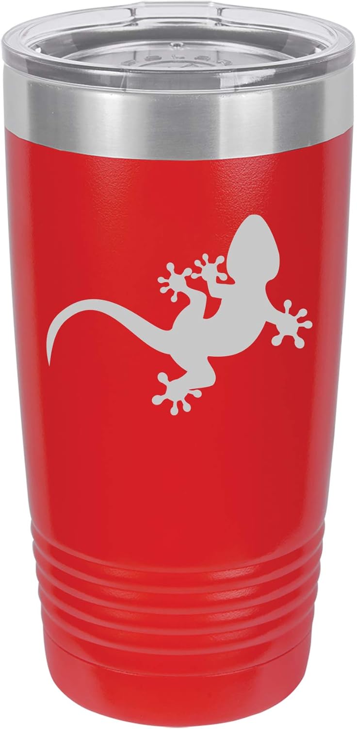 Tumbler Stainless Steel Vacuum Insulated Travel Mug Gecko Lizard (Red, 20 oz)