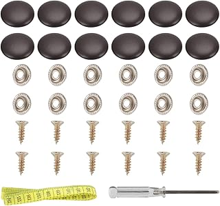 Set of 12 Coffee Leather Snap Upholstery Buttons Fit for Tufting Furniture Bed Sofa Chair, Car Seat RV Roof Headliner Interior Cloth Fixing with Installation Tool
