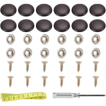 Set of 12 Coffee Leather Snap Upholstery Buttons Fit for Tufting Furniture Bed Sofa Chair, Car Seat RV Roof Headliner Interior Cloth Fixing with Installation Tool