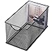 MyGift Black Mesh Metal CD Holder Box Organizer, Open Storage Bin, Set of 2