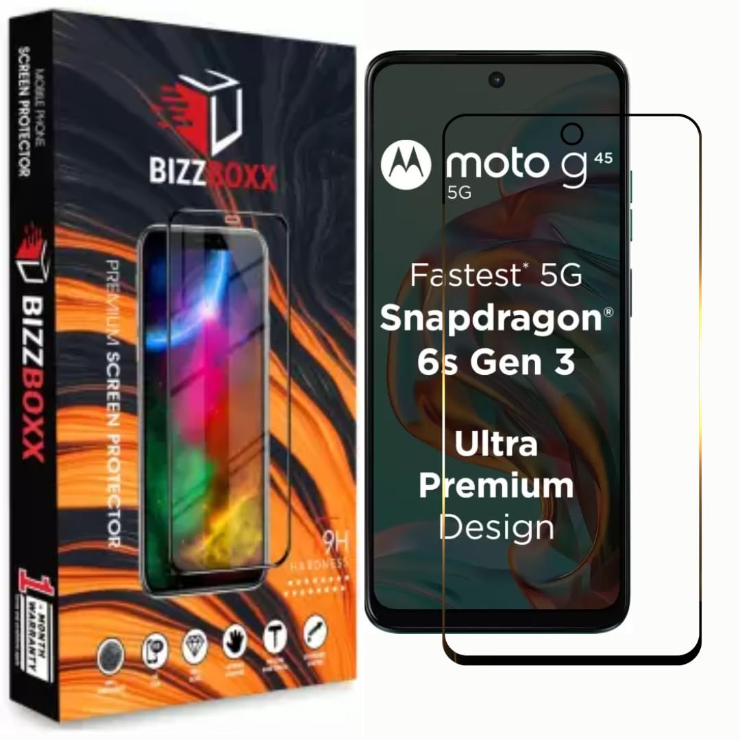 BizzBoxx Motorola g45 5G Tempered Glass Screen Protector With Camera Cut Moto G 45 - High Definition, Shatterproof, Easy Install, Anti-Fingerprint (Moto g45 5G) - Pack of 1 (B0DFMT7QKY) Amazon Price History, Amazon Price Tracker