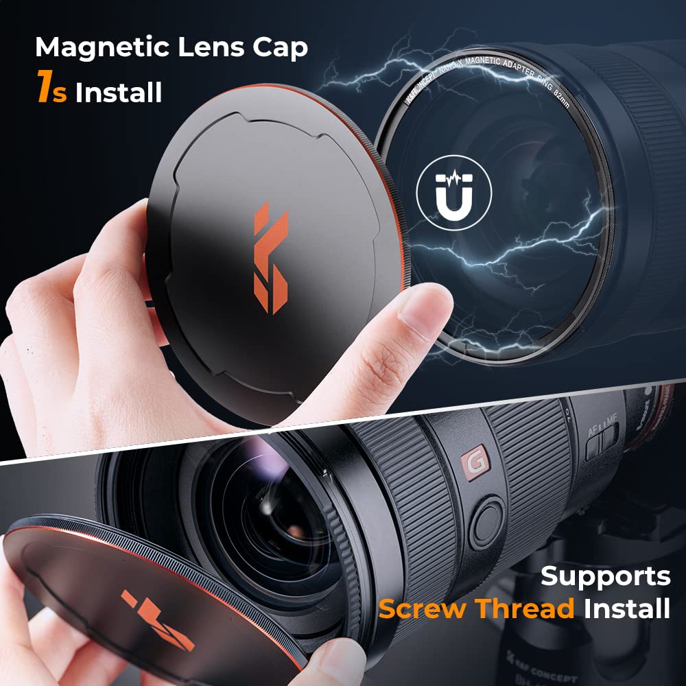 K&F Concept 72 mm magnetyczny filtr obiektywu ND8 z pierścieniem adaptera + stopowa nasadka obiektywu, 3 stopki optyczne szkło ND do aparatów DSLR