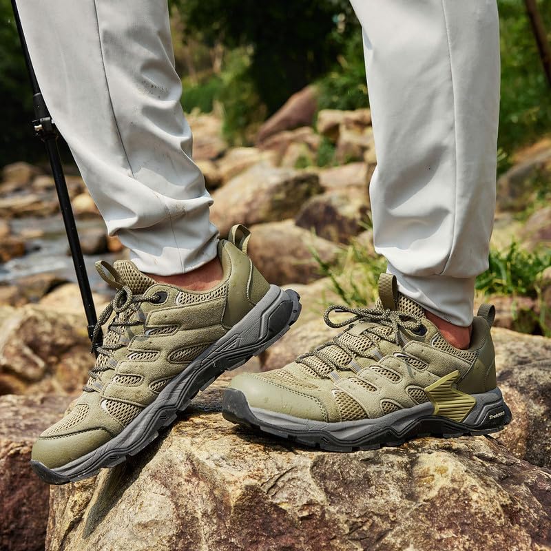 Men's Hiking Shoes, Breathable Non-Slip Trail Shoes, Lightweight Hiking Sneakers for Outdoor Trekking