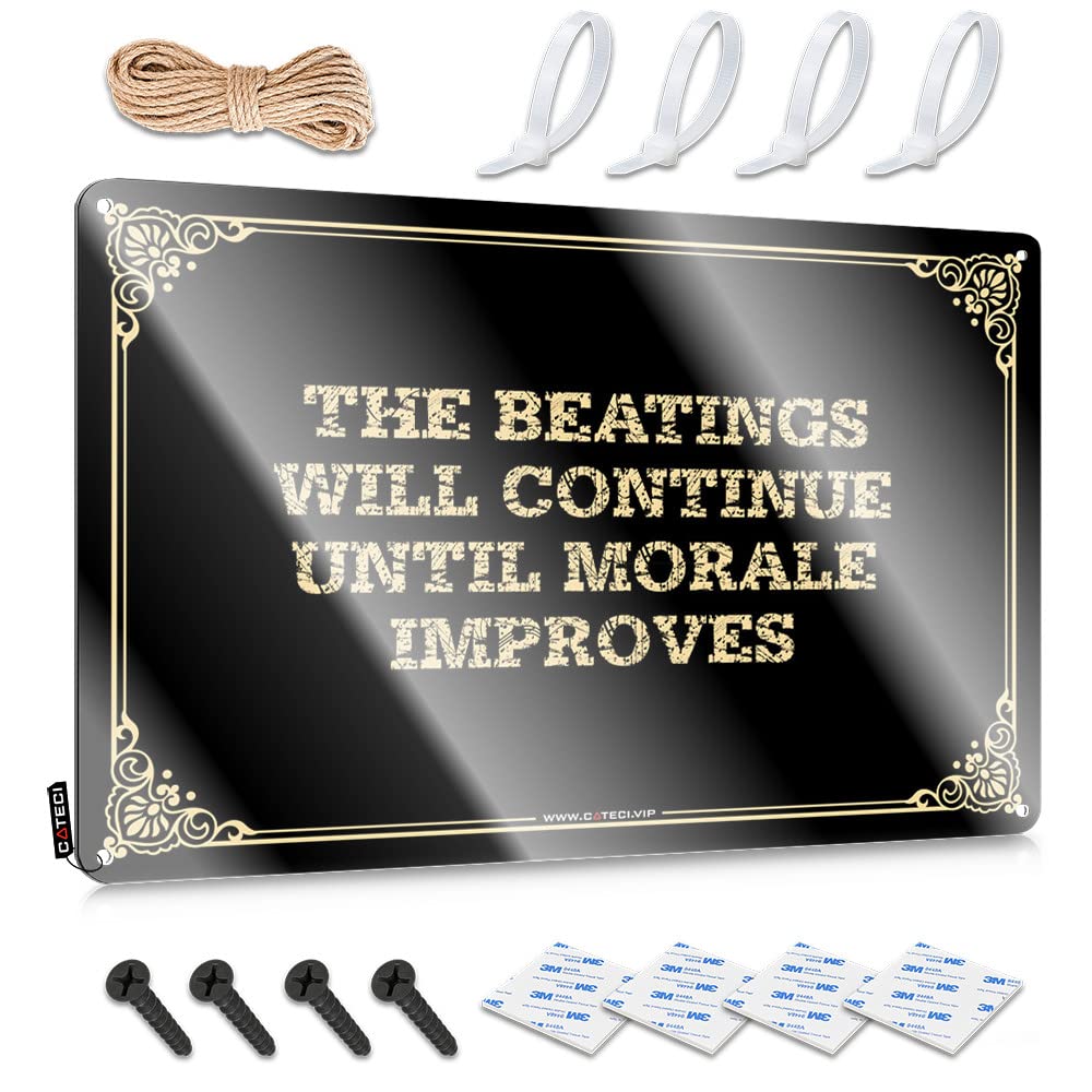 Man Cave Tin Sign The Beatings Will Continue Until Morale Improves Tin Sign Man Cave Sign Decor Metal Sign Funny(20X30CM)