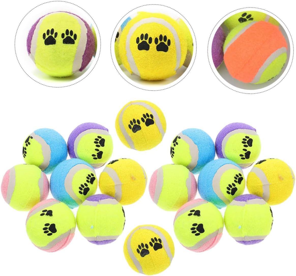 BESPORTBLE 16pcs Dog Tennis Balls Plush Interactive Rubber Puppy Balls 7cm Diameter Outdoor Training for Small Dogs Random Color