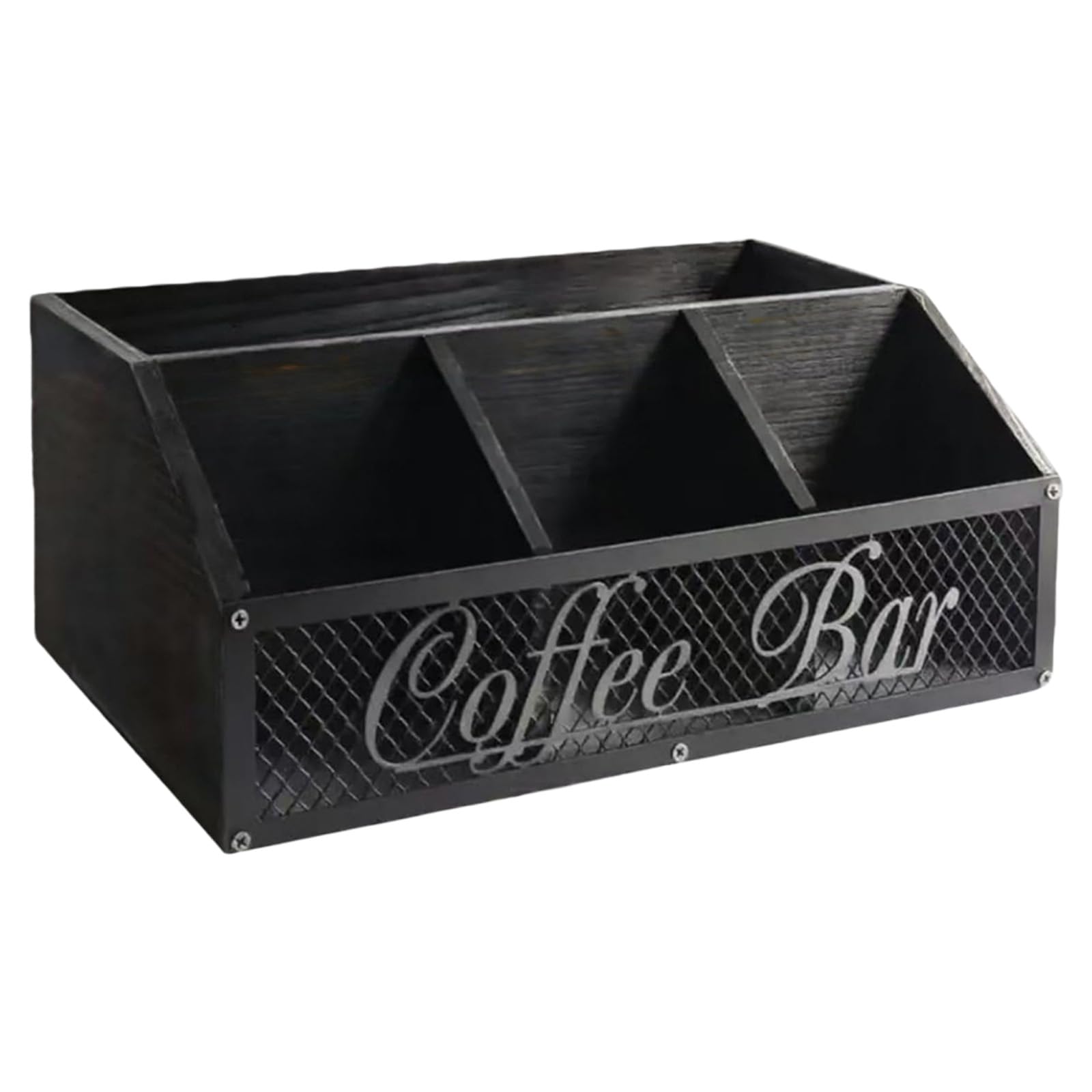 NVOQILIN Kitchen Storage for Coffee Tea Discs Sugar Packets and Creamer Small Wooden Build Coffee Condiment Cart Offices Storage