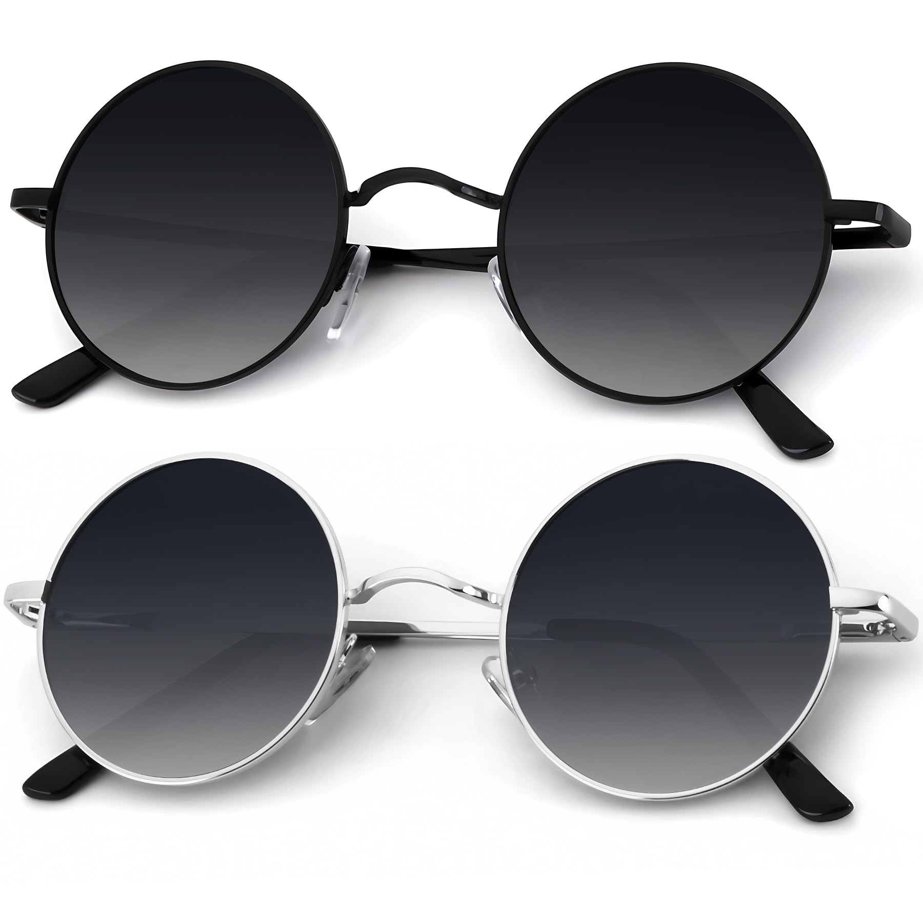 KALIYADI Round Polarized Sunglasses for Men Women Halloween Costume Retro Metal Hippie Circle Style Sun Glasses UV Protection