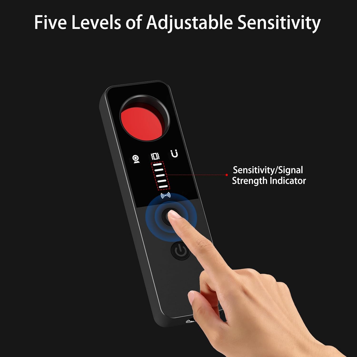 Image showing five levels of adjustable sensitivity on the detector