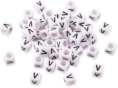 Miniatura 7 de FASHEWELRY 300 cuentas de letras acrílicas blancas de 0.236 x 0.236in, letras E del alfabeto para hacer pulseras, collares, joyas