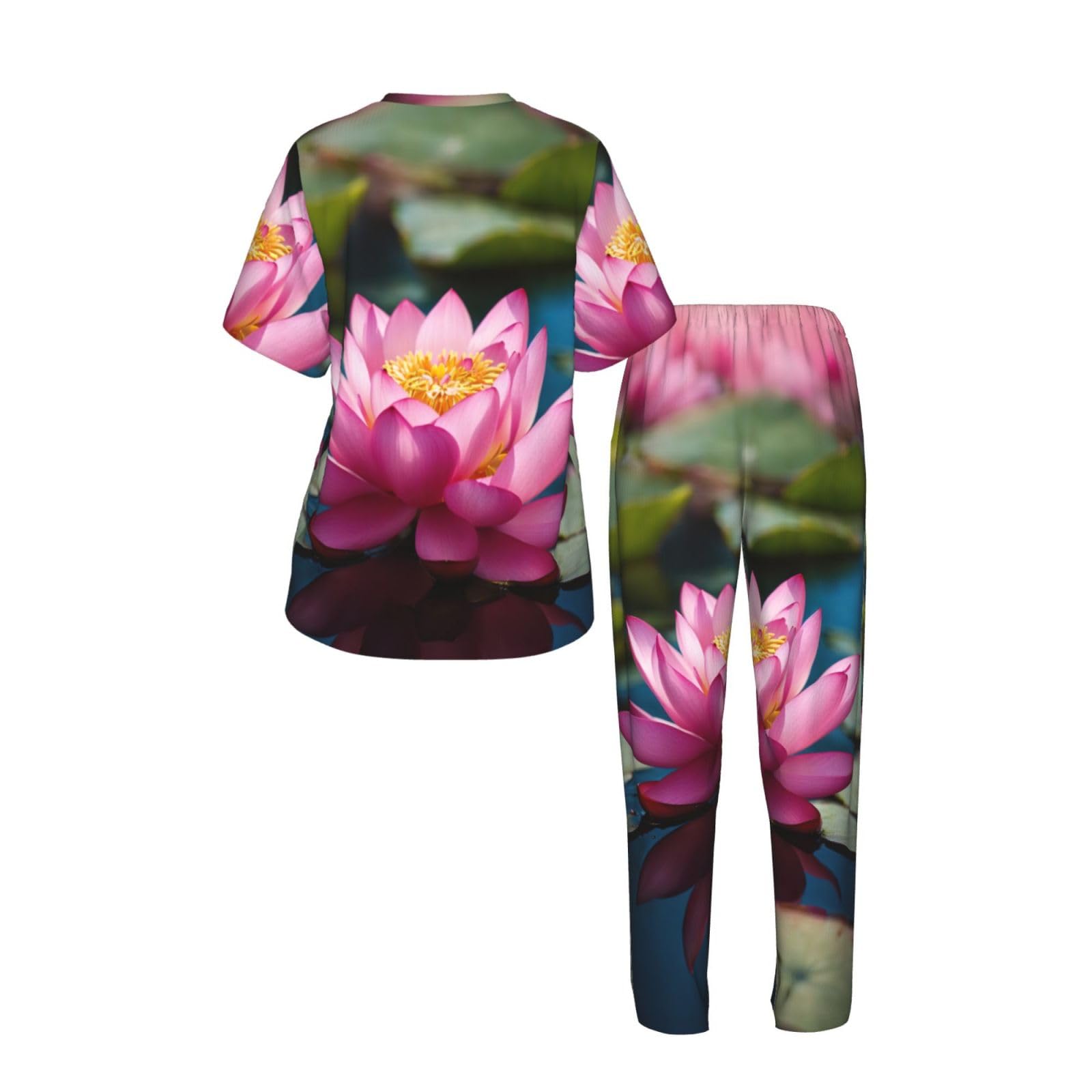 Spirit Of The Lotus Print damska piżama z krótkim rękawem zestaw bielizna nocna letnia miękka wygodna domowa bielizna nocna