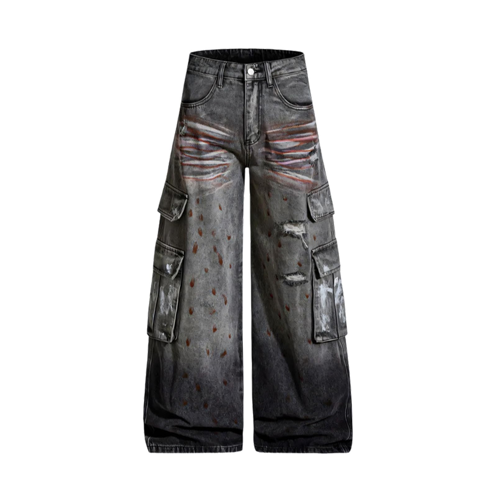 Jeans larghi casual a vita media fidanzati jeans a gamba larga jeans unisex graffiti larghi Streetwear unisex graffiti larghi grunges hiphop streetwear Harajukus