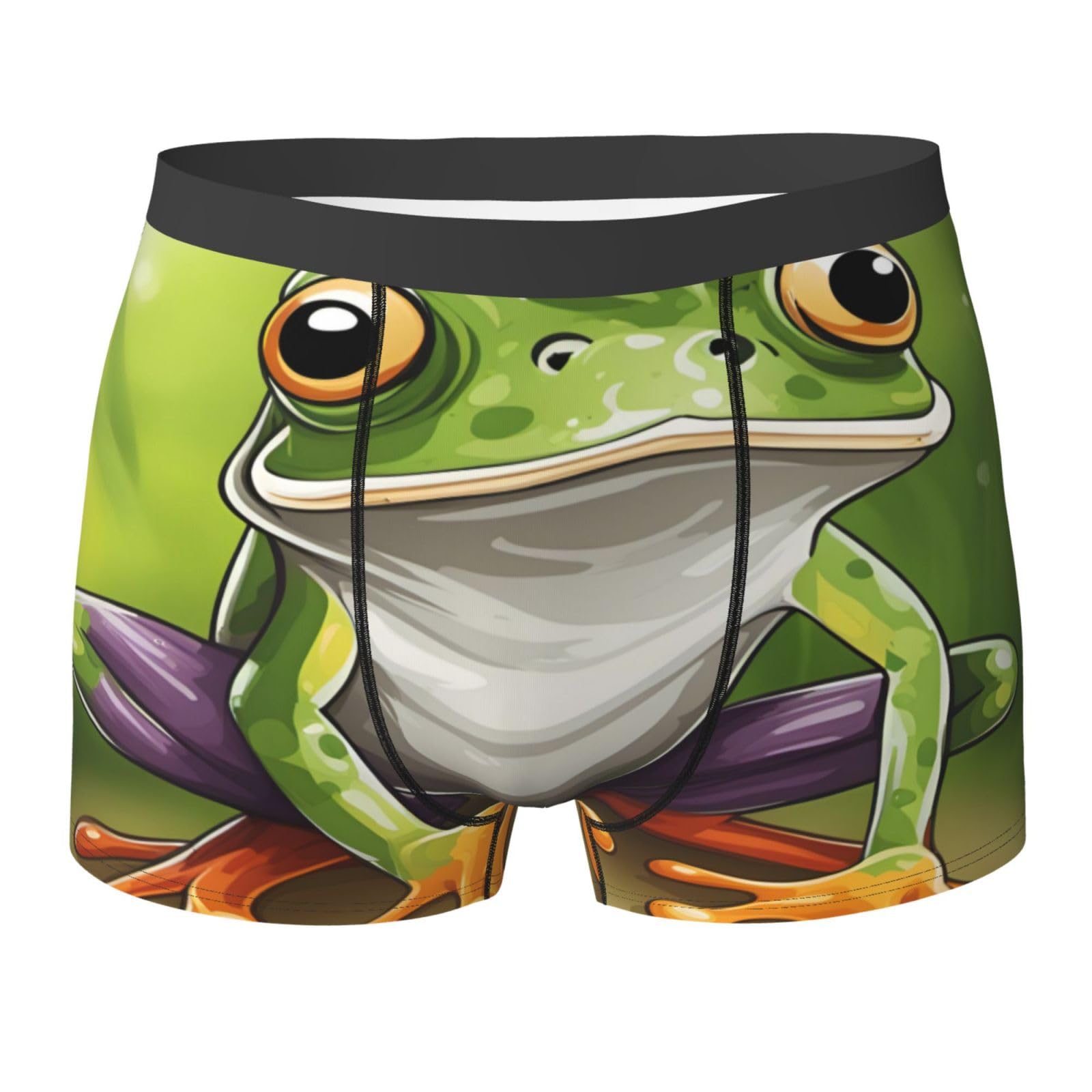 Kwqdozf Men's As Pic Cartoon Frog Print Boxer Briefs,Microfibre Stretch Fit Underwear Shorts Gents For Everyday Wear