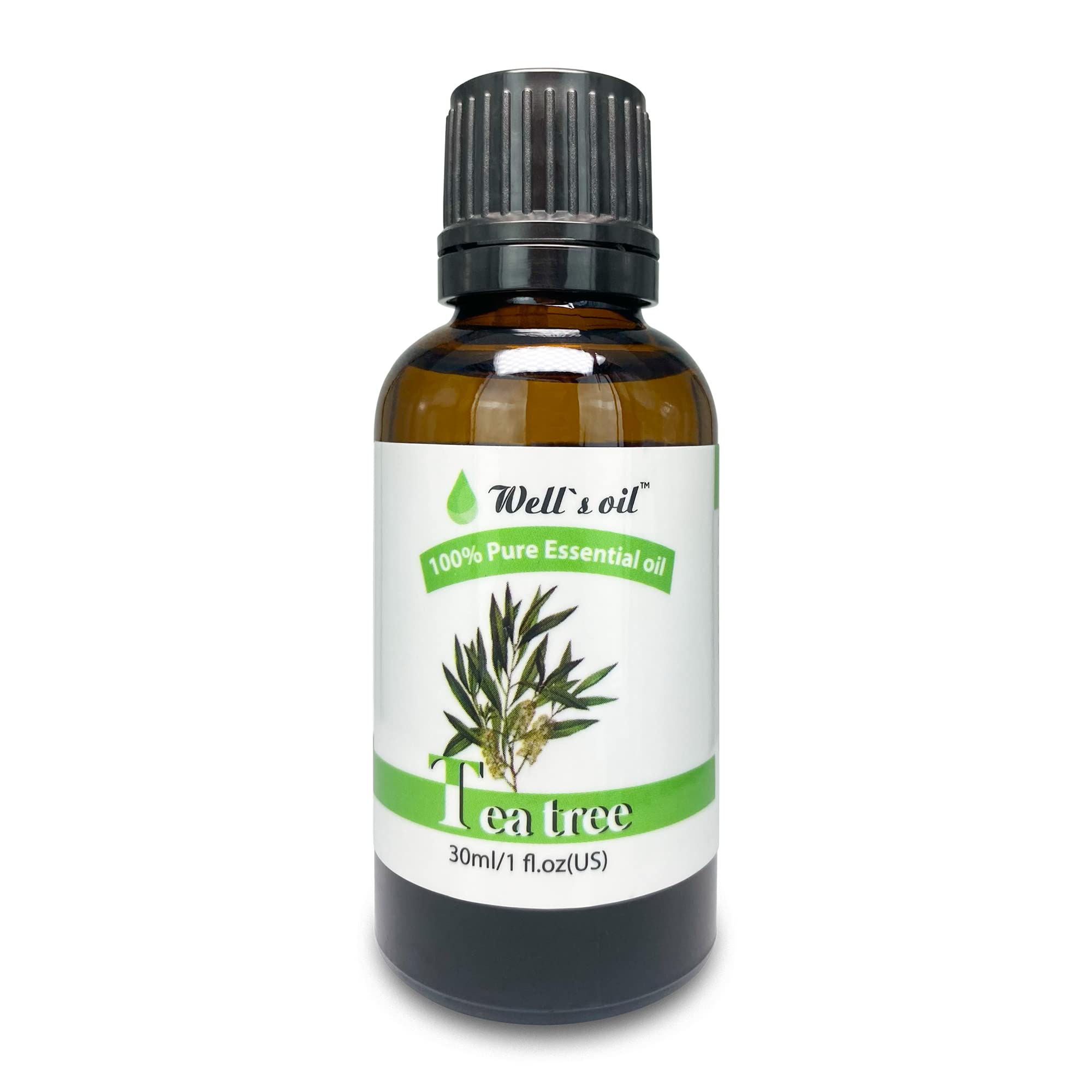 Well's 100% Pure Tea Tree Essential Oil 1oz(30ml) Therapeutic Grade, for Hair, Face, or Skin