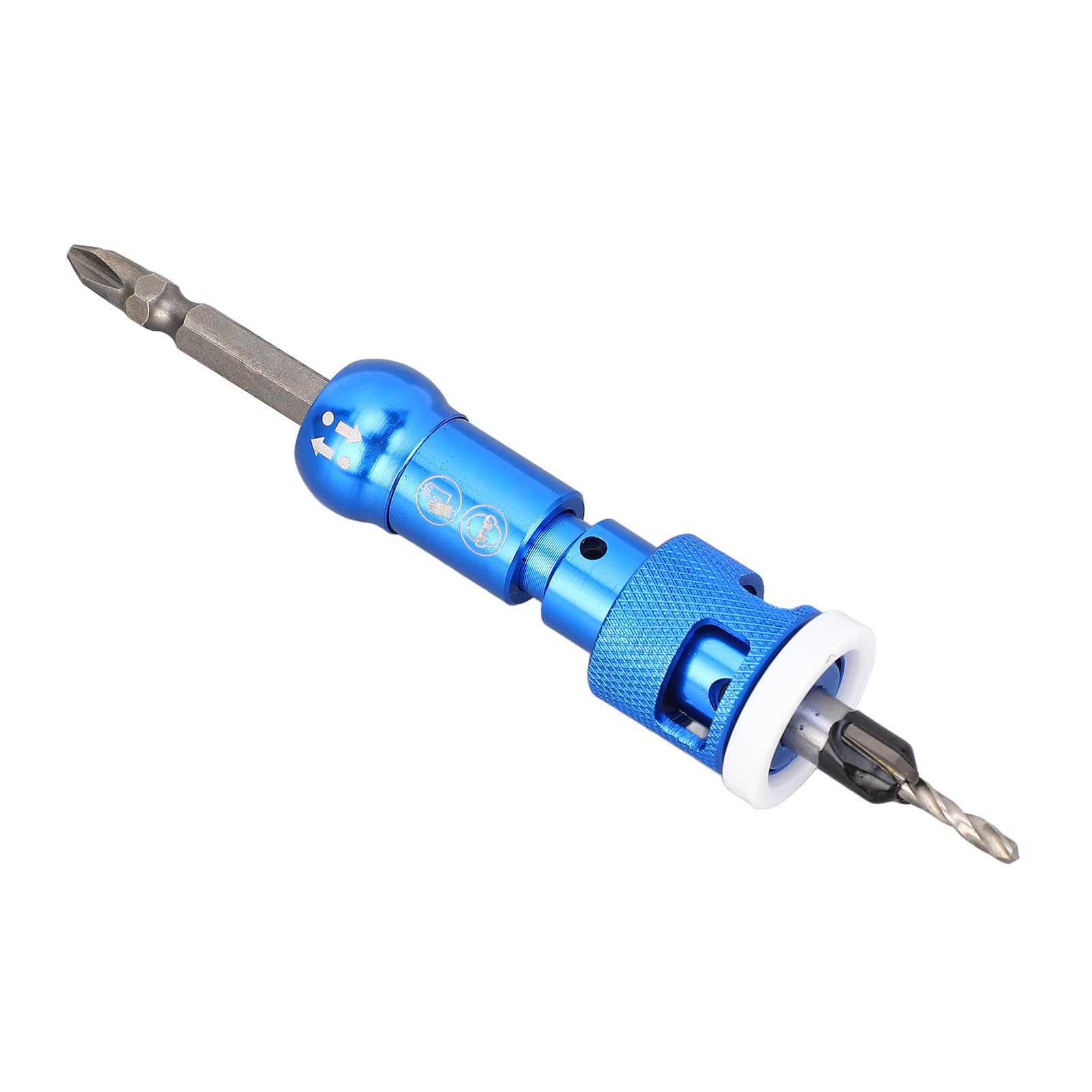Set di Punte per Trapano per Svasatore, 5 Punte per Legno Coniche HSS M2, Codolo Esagonale a Sgancio Rapido 82° con Fermo di profondità Regolabile, Set di Punte per Trapano per