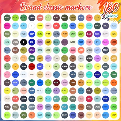 Image of Caliart 180 Colors Alcohol Markers Fine & Chisel Dual Tip Art Markers Set