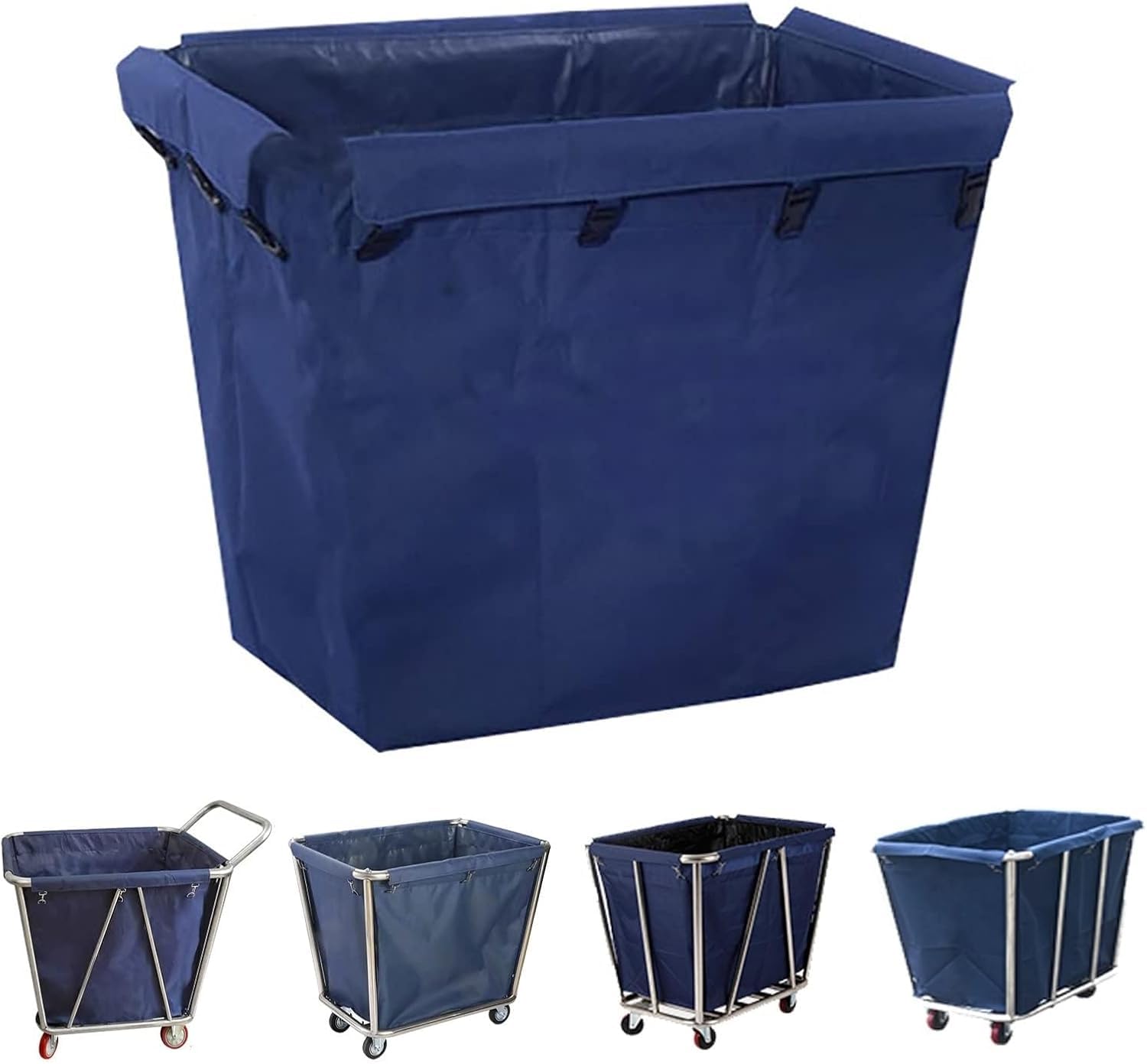 Replacement Liner Bag for Laundry Cart, Laundry basket Extra Large Replacement Basket Bags Commercial Cart Bag Oxford Cloth(Blue,Plastic lock)