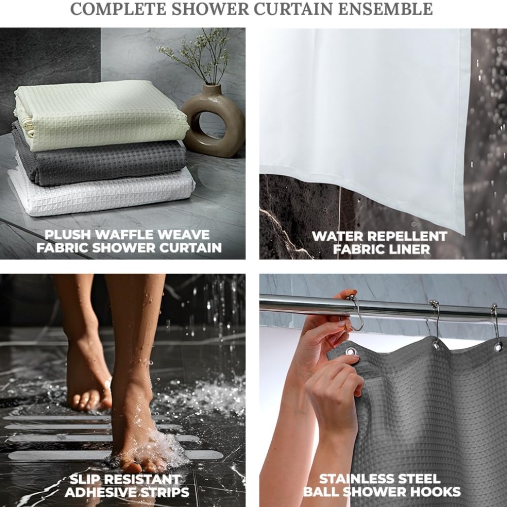 PEVA Plastic Shower Curtain Shower Liner, with 12 Metal Eyelets - Color : (Beige)