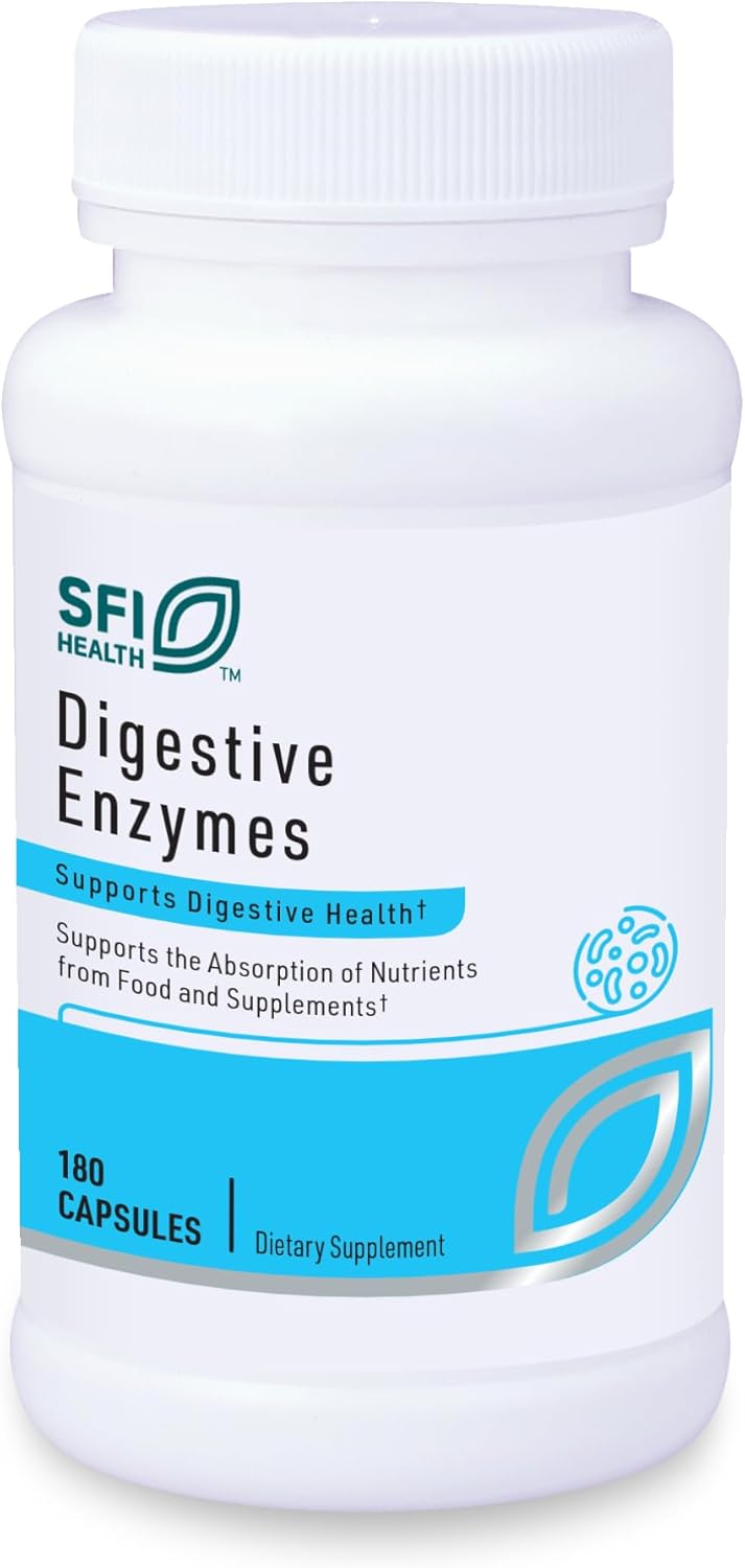 Klaire Labs SFI Health Digestive Enzymes – Gut Health Supplements with Lipase, Amylase & Protease Enzymes for Digestion – Aid Nutrient Absorption – Help Occasional GI Discomfort (180 Capsules) Klaire Labs SFI Health Digestive Enzymes – Gut Health Supplements with Lipase, Amylase & Protease Enzymes for Digestion – Aid Nutrient Absorption – Help Occasional GI Discomfort (180 Capsules)