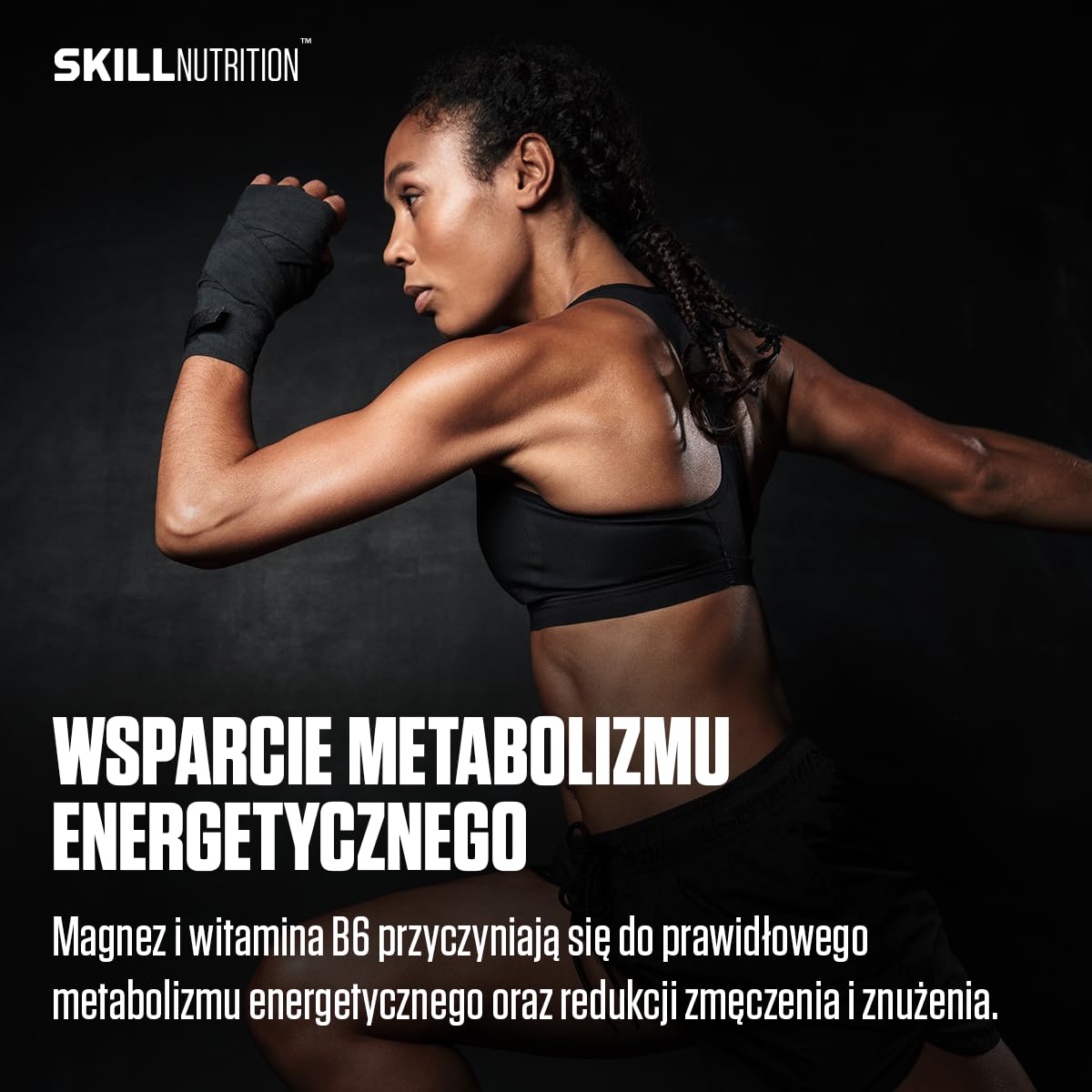 Skill Nutrition Magnesium Malate + Vitamin B6 120 kapsułek | 340 mg magnezu w porcji | 3000 mg jabłczanu magnezu, aktywna B6 P-5-P | Bez tlenku magnezu