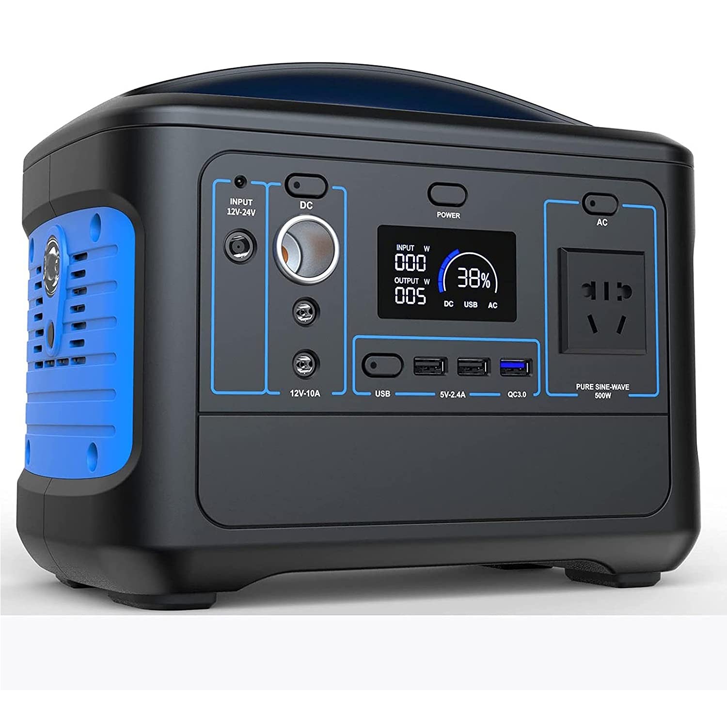 Générateur de Centrale électrique Portable, Alimentation d'urgence extérieure, Grande capacité de 153 600 mAh, Valeur de crête de 1 000 W, Sortie d'onde sinusoïdale, Plusieurs méth
