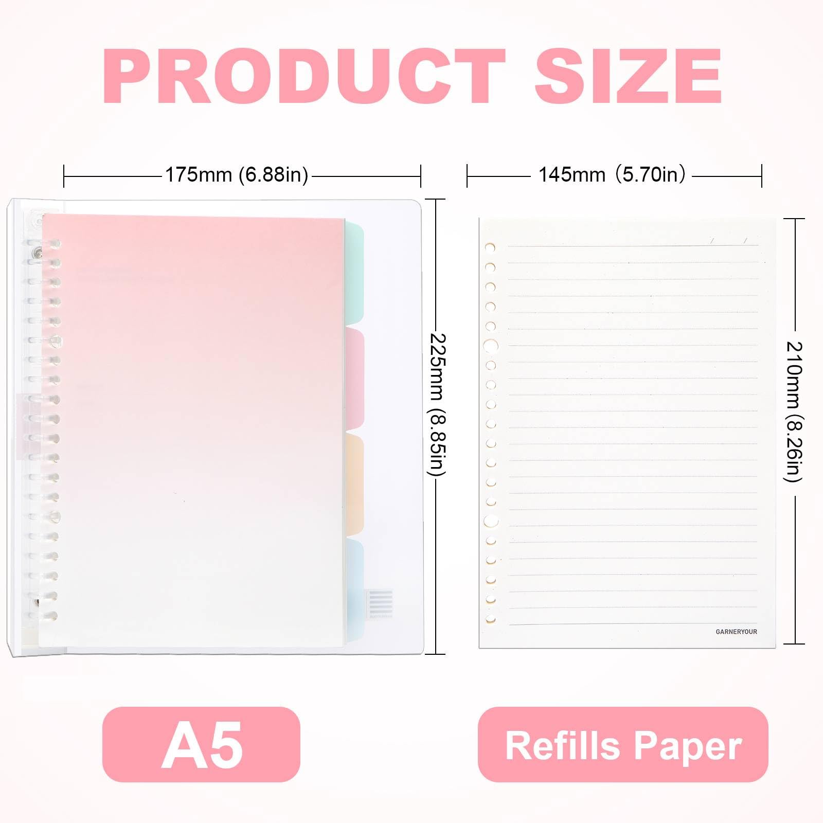 Toplive A5 Translucent Project Notepad with 4 Dividers-120 Pages (60 Sheets)-100gsm Lined PaperThick Matte Laminated Cover Notebook with Dividers -Pink - Image 2