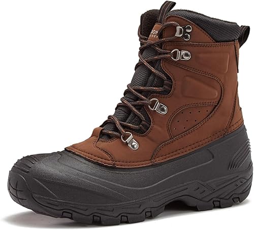 London Fog Breckenridge - Botas de nieve para hombre, de cuero, impermeables, con forro aislado, botas de nieve de invierno para hombre