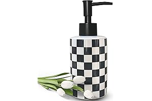 Checkers Delight: Ceramic Dispenser Adorned with Intricate Checkered Decor