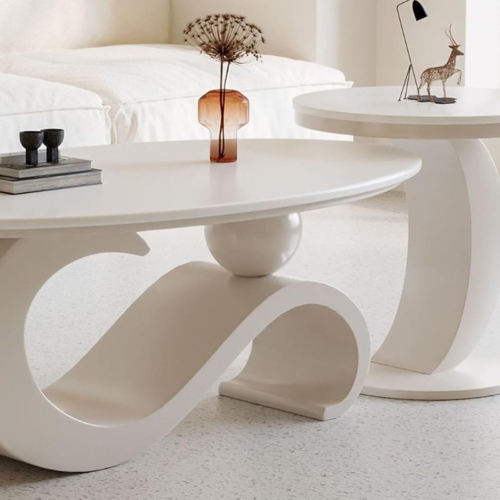 Luksusowy stolik kawowy, owalny marmurowy blat ze złotym metalowym uchwytem, nowoczesny design, elegancki styl, łatwy do czyszczenia, stół środkowy 100 cm do salonu