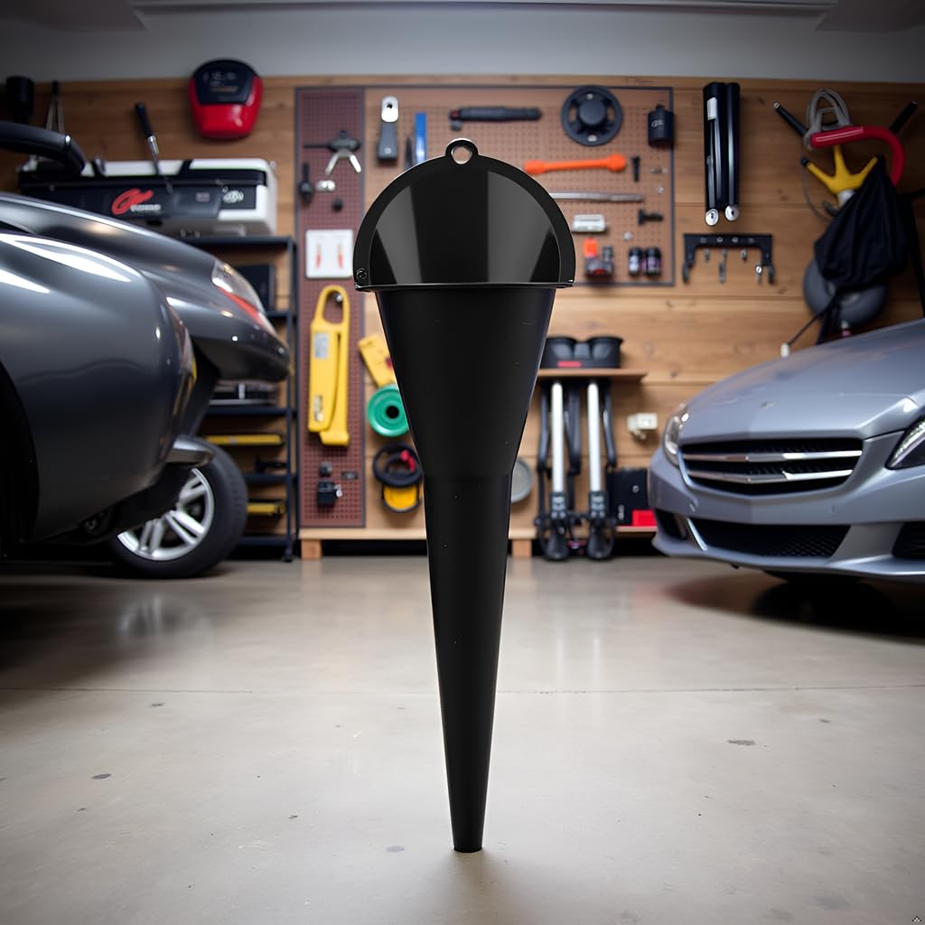 1Pc Black Multi-Function Auto Engine Oil Petrol Change Funnel Long Stem Plastic Funnel for Car Motorcycle ATV Boat Multi-Function Circular, Oil System Tools (Large:28cm/11.02in)