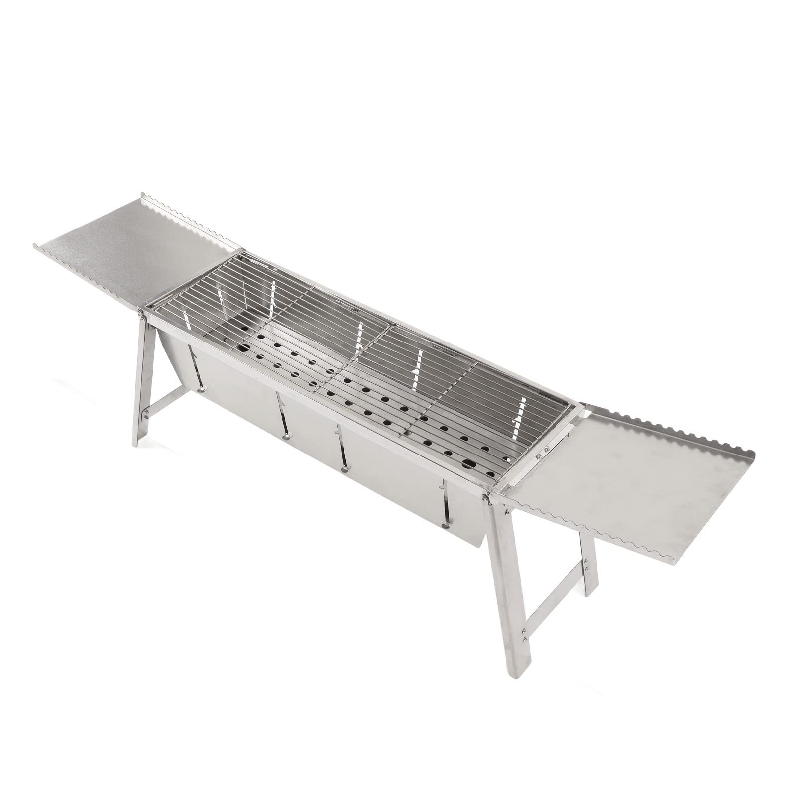 Fornello da Campeggio a Legna in Acciaio Inossidabile con Griglia per Barbecue All'aperto e Campeggio 30x19,8 Cm