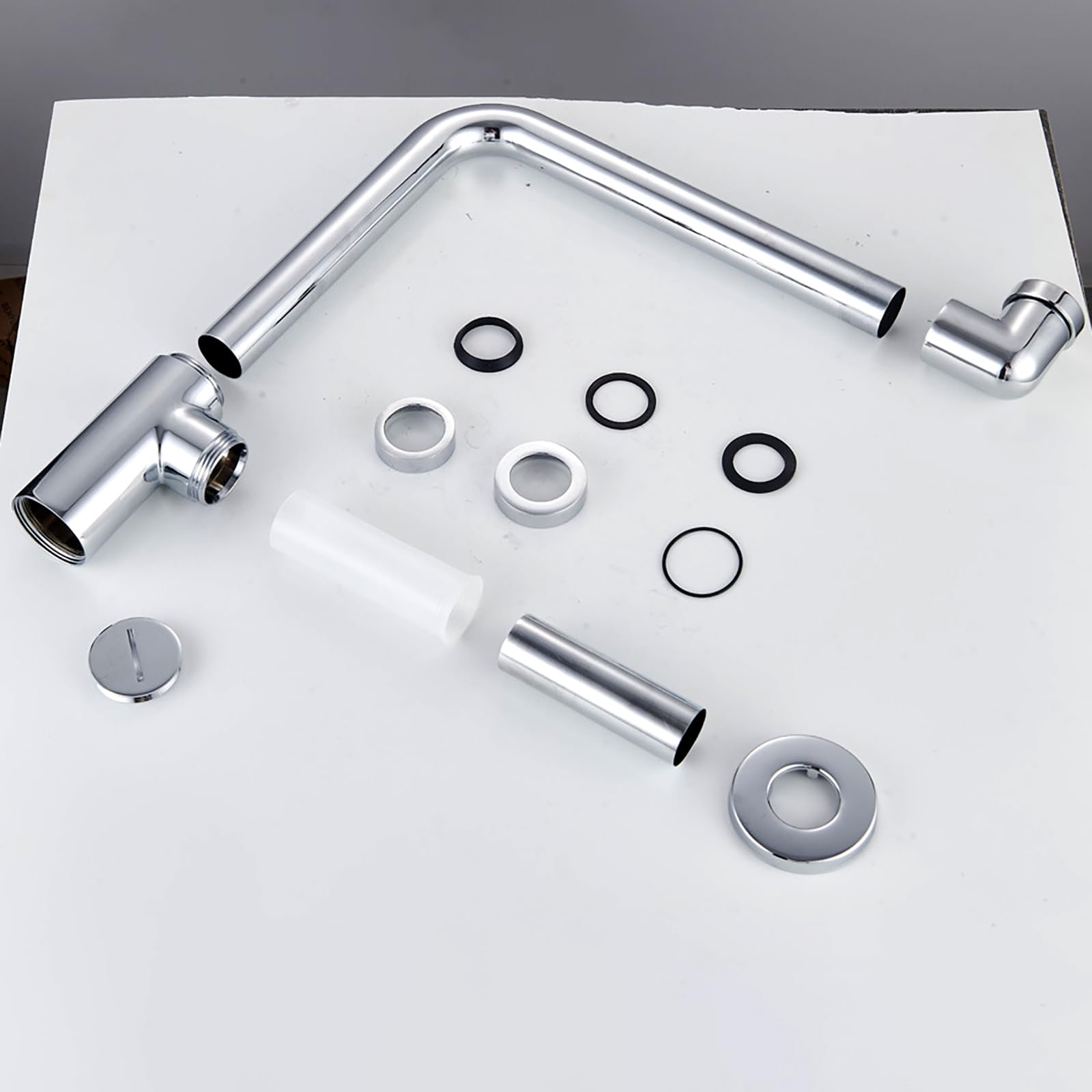 Siphon Waschbecken Bad mit Reinigungsöffnung,Geruchsdichte,Ablauf Garnitur Syphon Waschbecken für Küchenspülen,1 1/4"