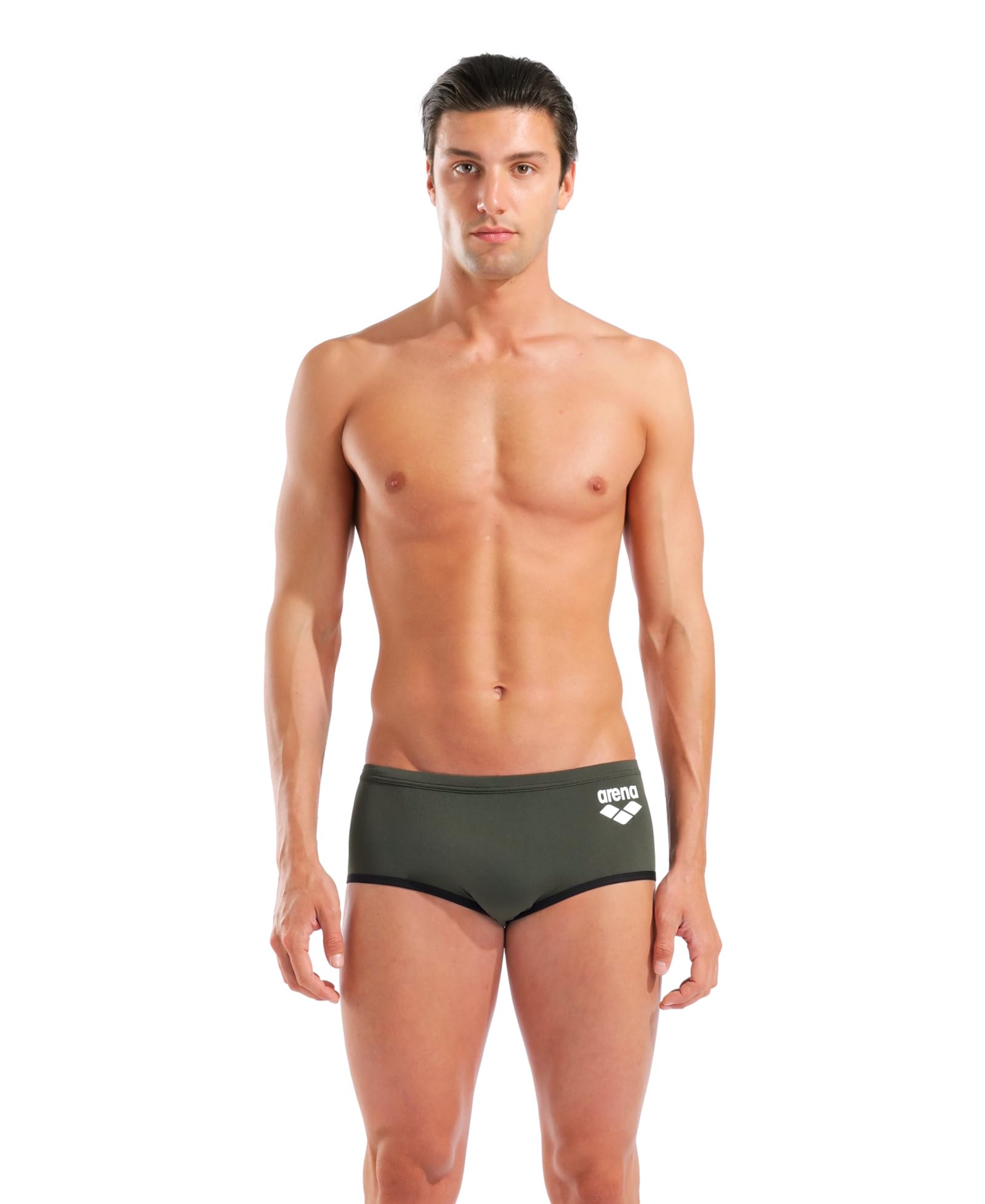 ARENA Costume Uomo Alto Trunk Nuoto Piscina Swim Big Logo Verde Nero Taglia 46 ITA