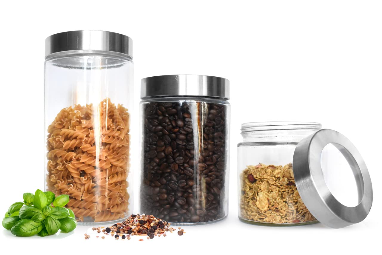 Sendez Transparent 3 Small Storage Jars With Metal Lid