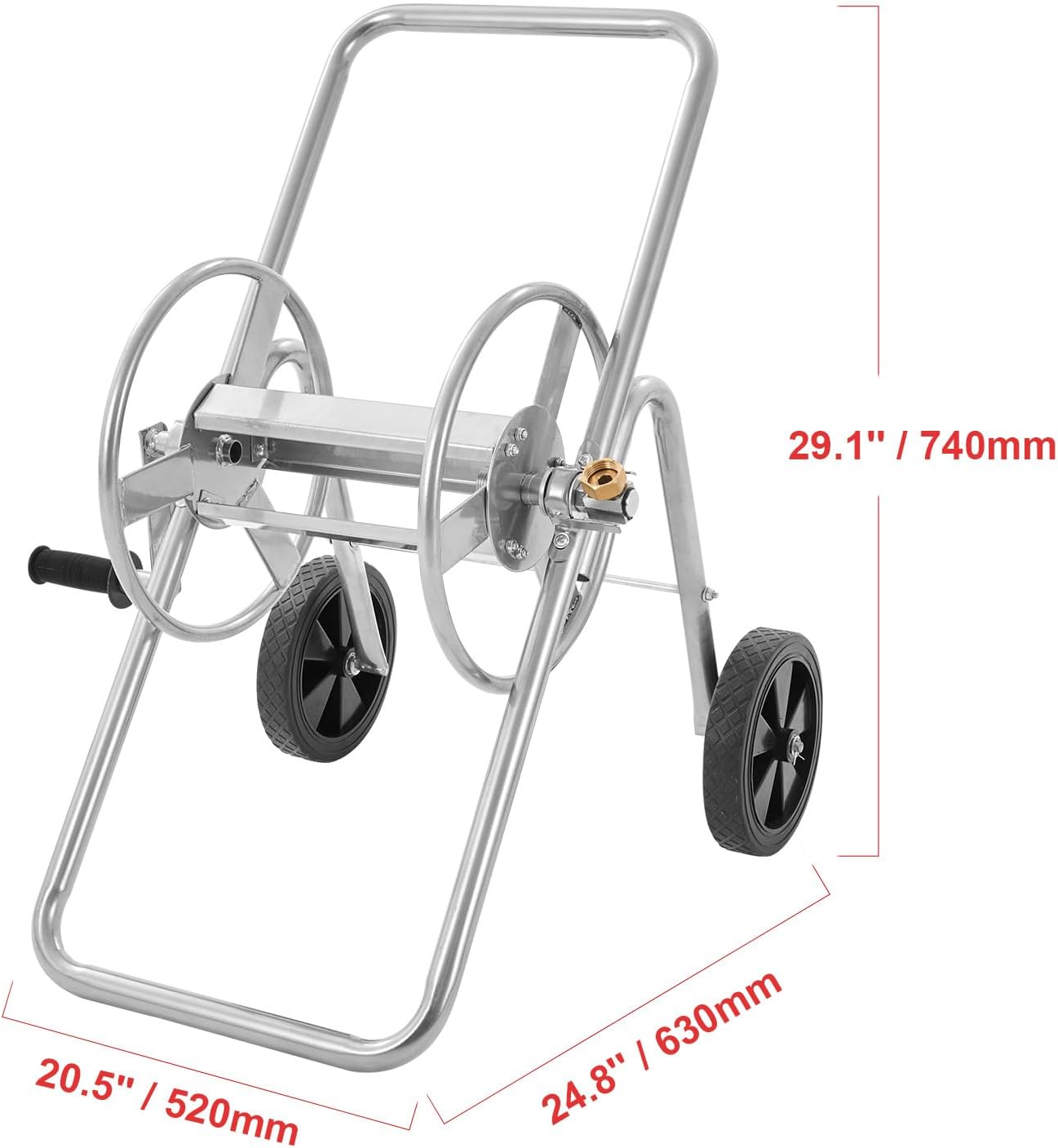Happybuy Hose Reel Cart, Holds Up to 175 ft of 5/8’’ Hose, Mobile Garden Water Hose Carts with Wheels, Heavy-Duty Powder-Coated Steel for Outdoor Use, Ideal for Garden, Yard, Lawn