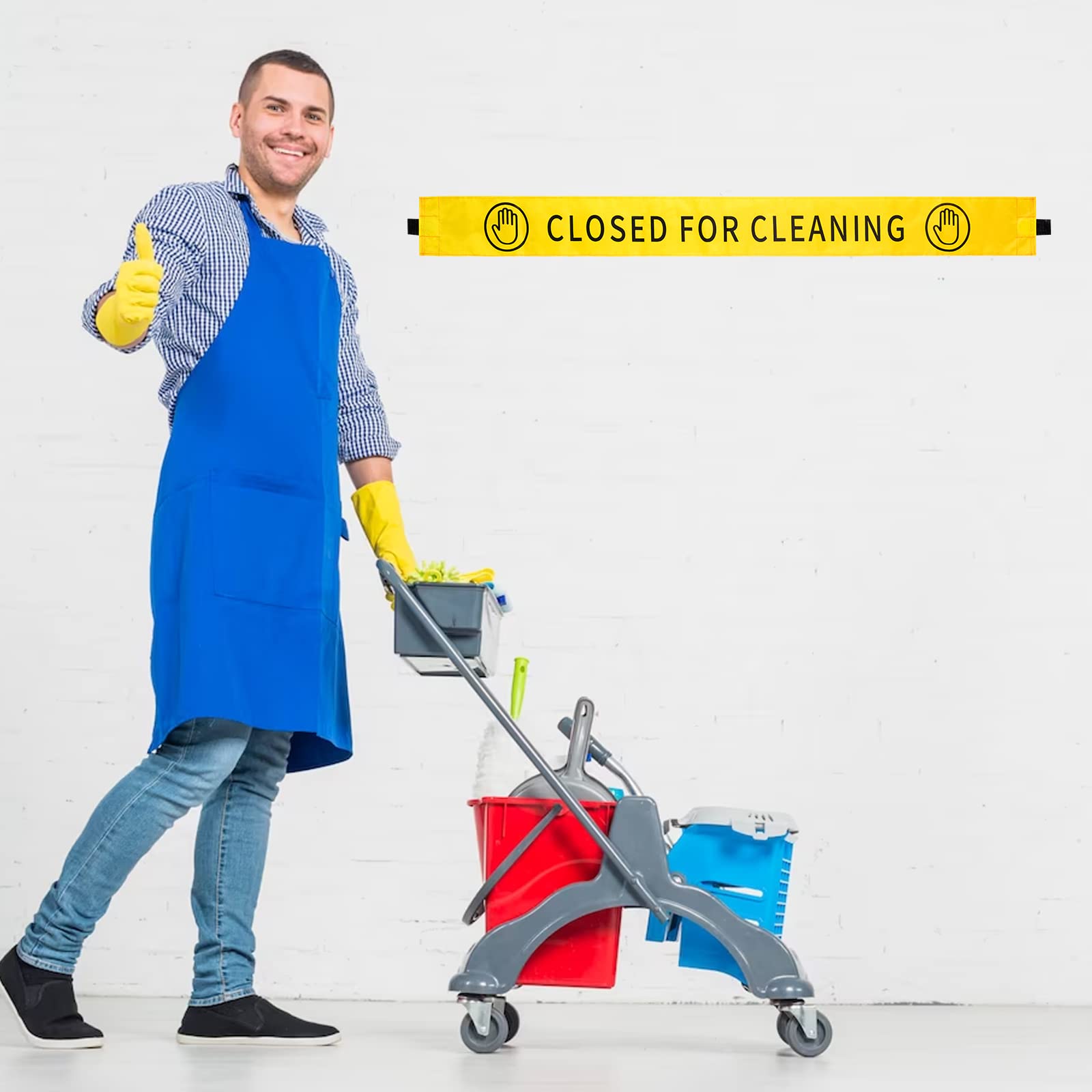 Magnetisches Türschild „Restroom Closed“ – Nylon-Banner, Für Reinigung, 109,2 X 8,9 Cm, 2 Stück