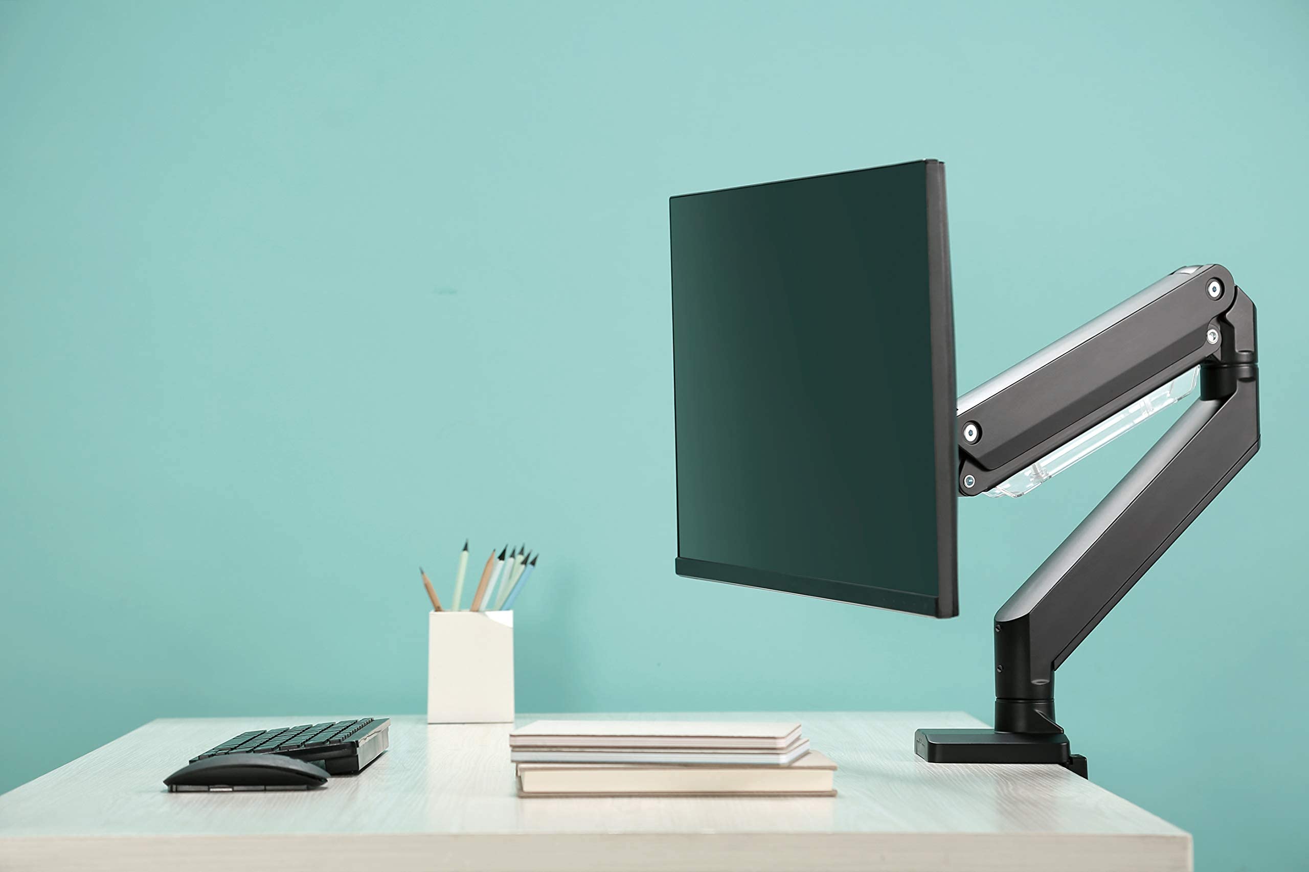 HALTERUNGSPROFI Support avec ressort à gaz Extra fort pour moniteurs LED et LCD jusqu'à 35 pouces 15kg VESA 75x75 100x100 OFFICE-GS512A