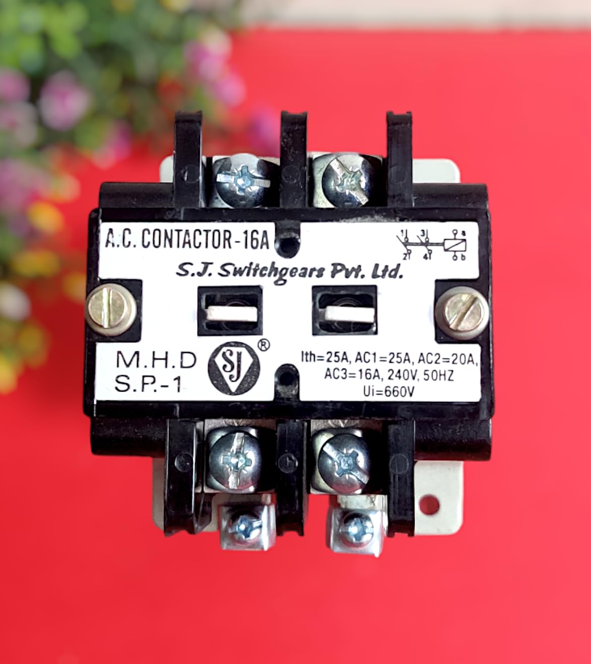 2 Pole AC Contactor 16A | S.J. MHD1 | for Water Pump Motor Starter – Single Phase AC Contactor | Motor Starter Contactor | Contactor for Motor Starter