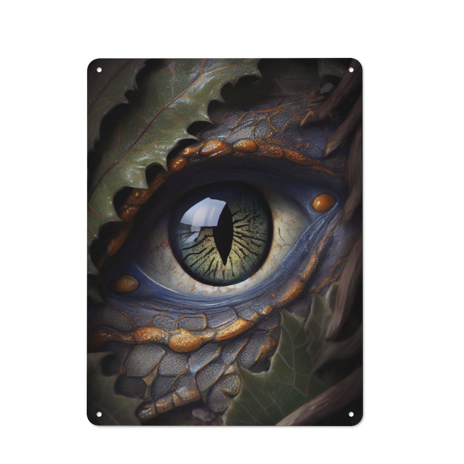 Junmoney Fantasy Dragon Green Eye Retro Tin Wall Plaque 40X30cm Featuring For Garage Wall, For Vintage Wall Decor Fans, For Themed Room Decoration