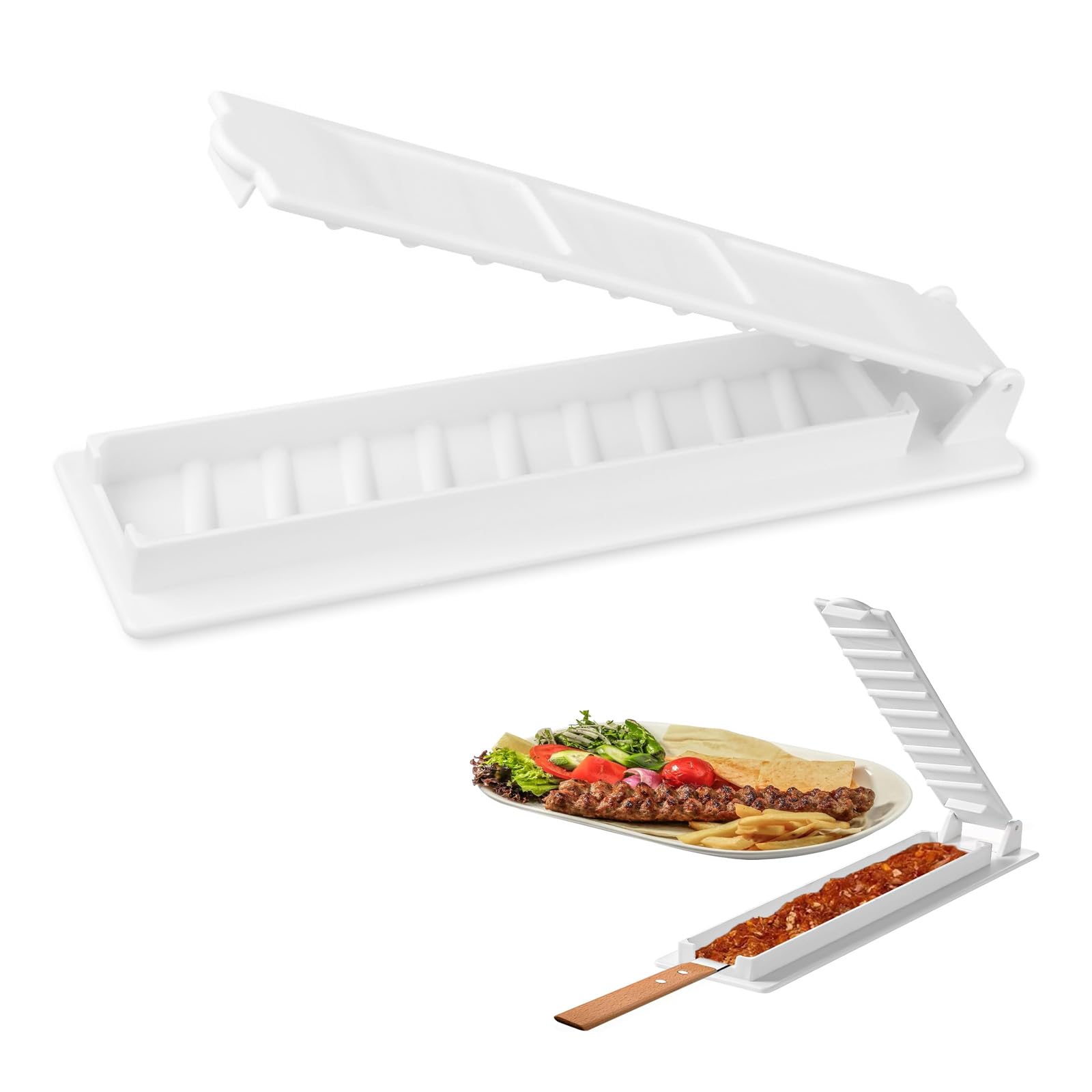 Kebab Mold, Shish Kebab Maker, Kebab Press Maker, Plastic Kebab Maker Machine, Meat Skewer Mold, Manual Portable Kabob Maker Press for Barbecue Party and Outdoor Activities