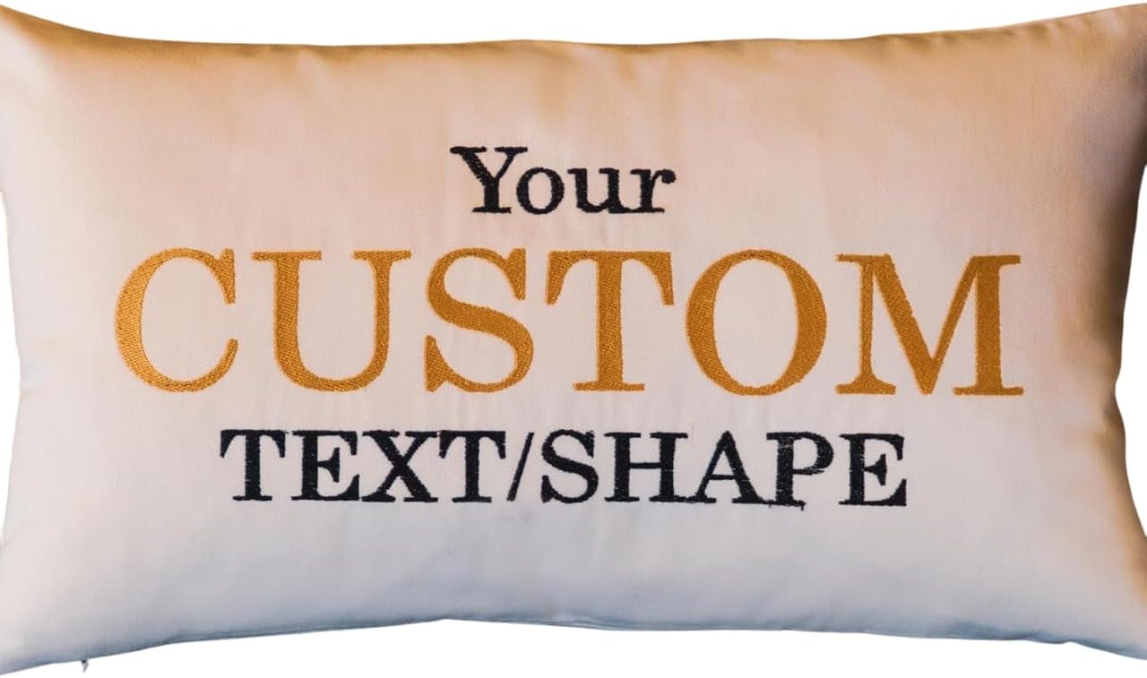 Personalized Embroidered Throw Pillow - Custom Name, Quote, Monogram, Logo or Shape on Handmade Cotton | Unique Gift