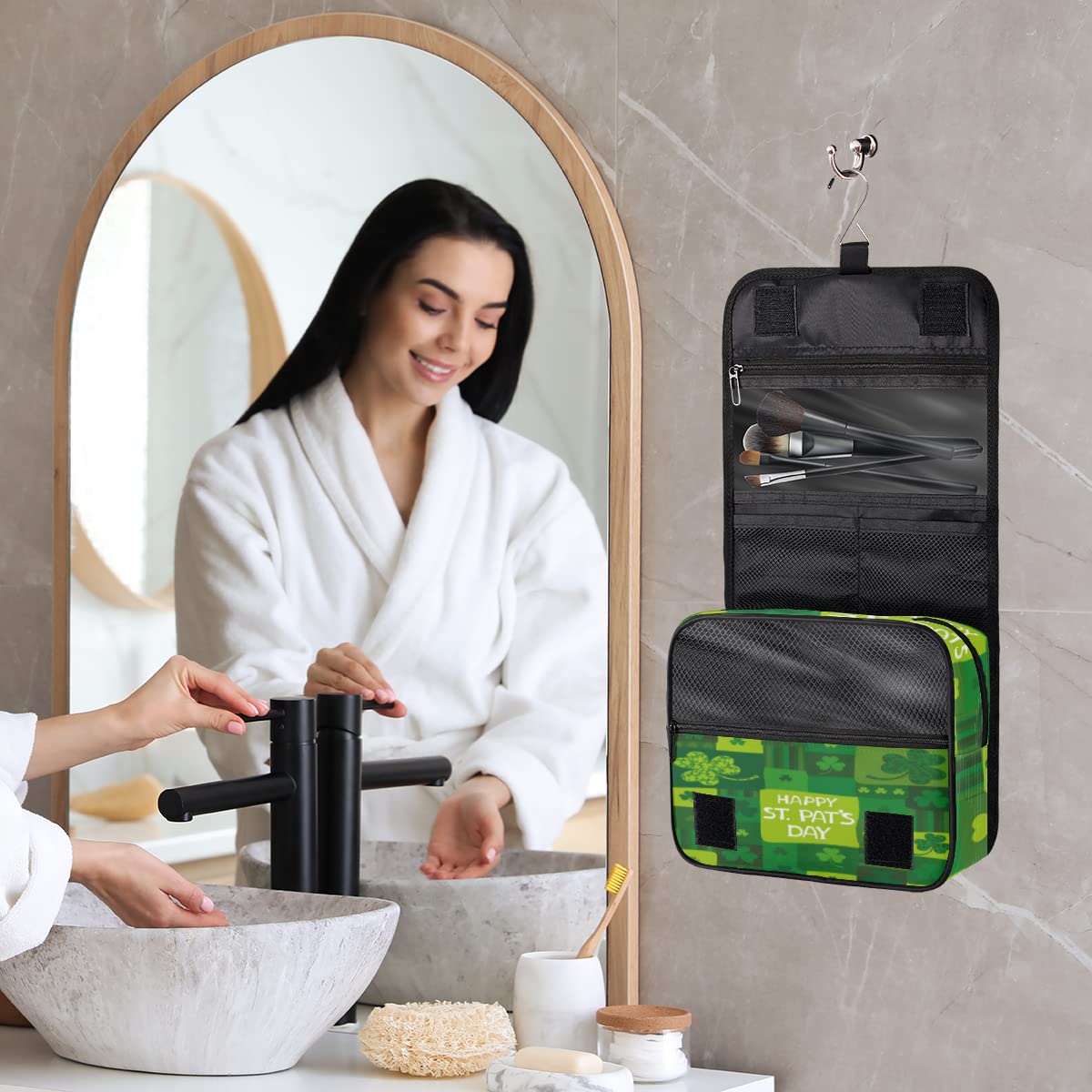 Happy St Patricks Day Podróżna kosmetyczka Patryka Dzień Mycie Torba Unisex Wiszące przybory toaletowe Kosmetyczka Organizer do makijażu, wielobarwny, Jeden rozmiar