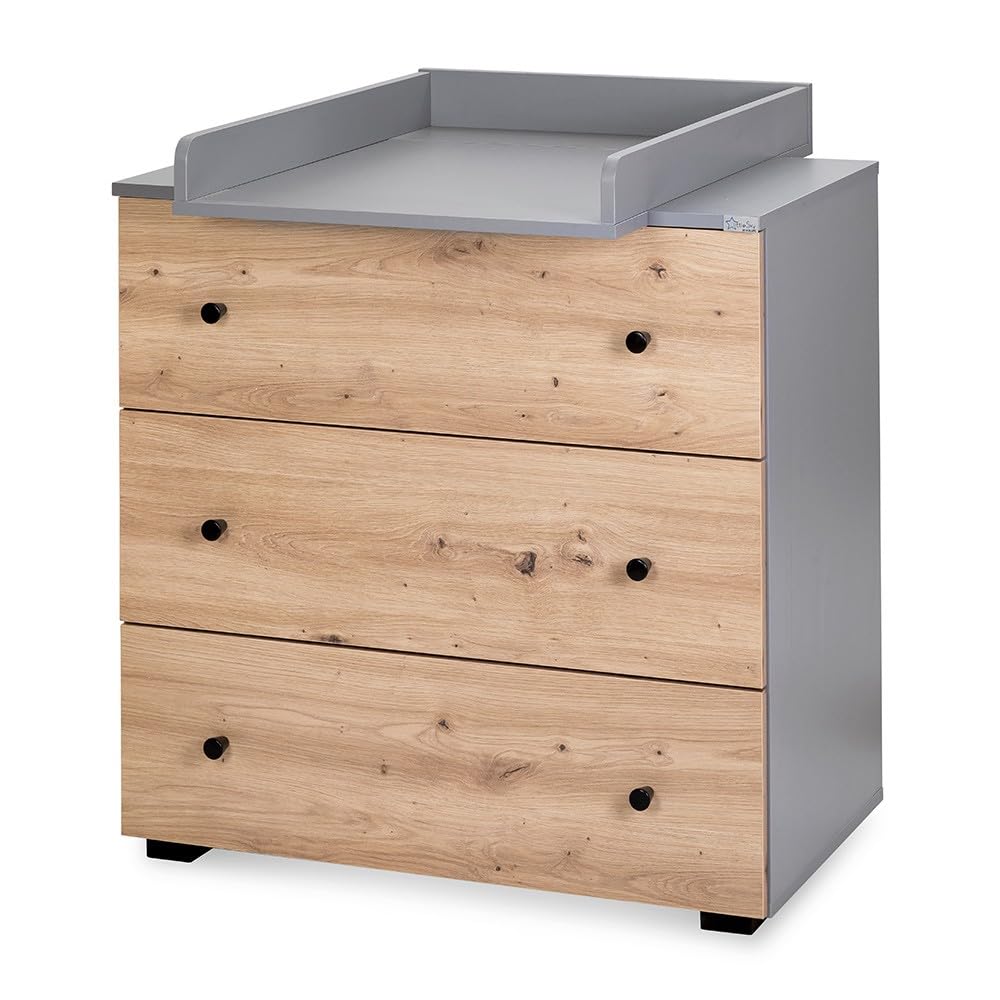 PAULINE - Cassettiera con fasciatoio rimovibile, in legno, colore: grigio