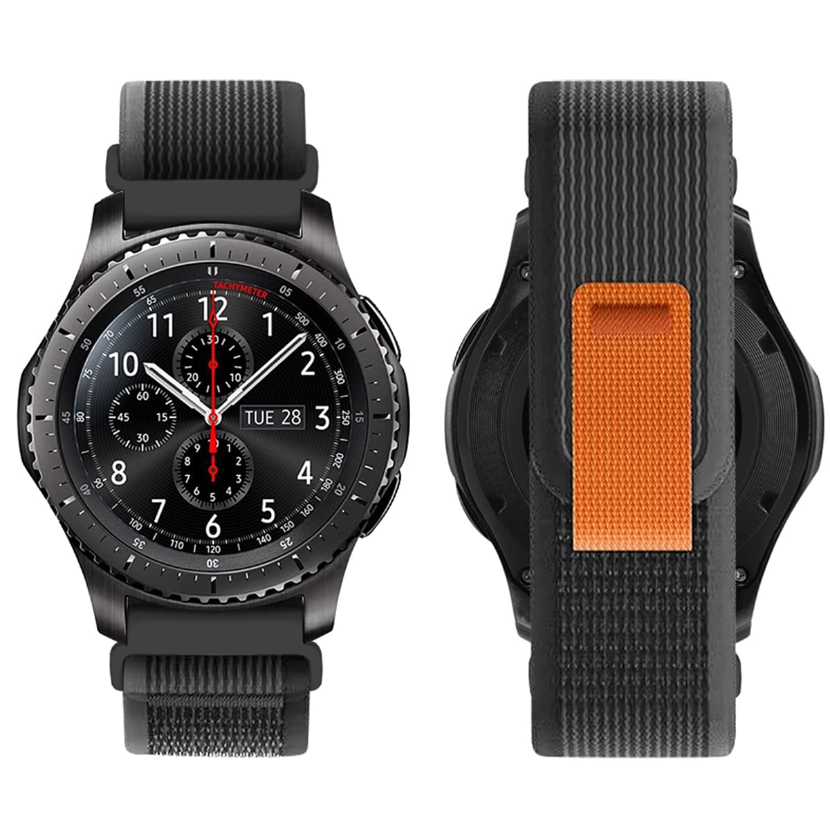 MroTech Trail Loop 22mm Compatible with Samsung Galaxy Watch 46mm/Galaxy Watch 3 45mm/Gear S3 Frontier/S3 Classic Band Adjustable Pull Tab Stretchy Weave Nylon Sport Braided Strap for Men Women,Black