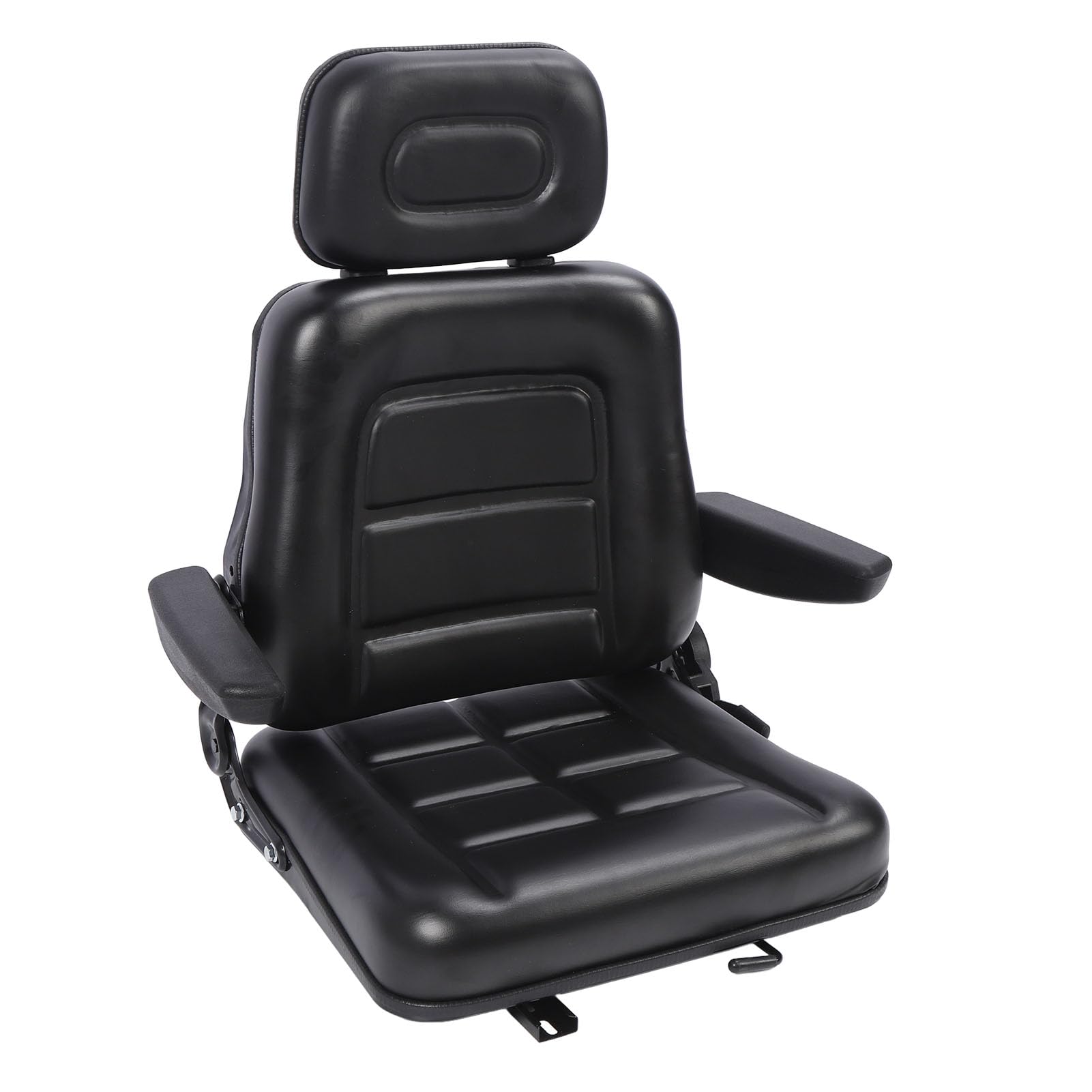 Sedile per Trattore Regolabile Universale Carrello Elevatore Escavatore Dozer Nero (Con Bracciolo)