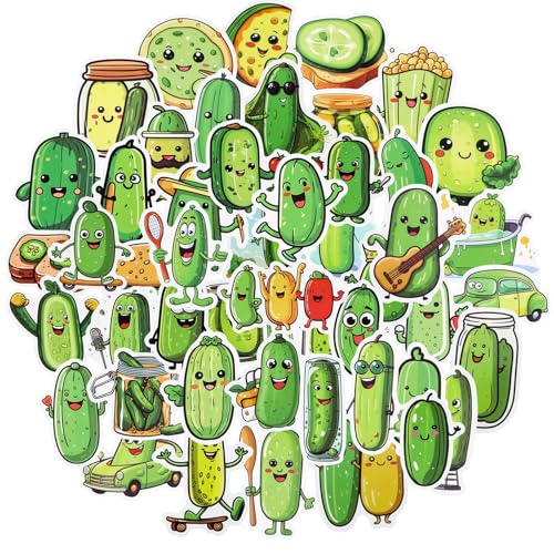 Andibro 50 Stück Pickle Aufkleber Aesthetics Cartoon Aufkleber wasserfeste lustige Aufkleber niedliche Wasserflaschen Aufkleber für Laptop Telefon Journaling Scrapbooking Notebook